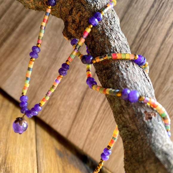 Purple Dreams Minimalist Gemstone Crystal Necklace - Picture 2 of 9